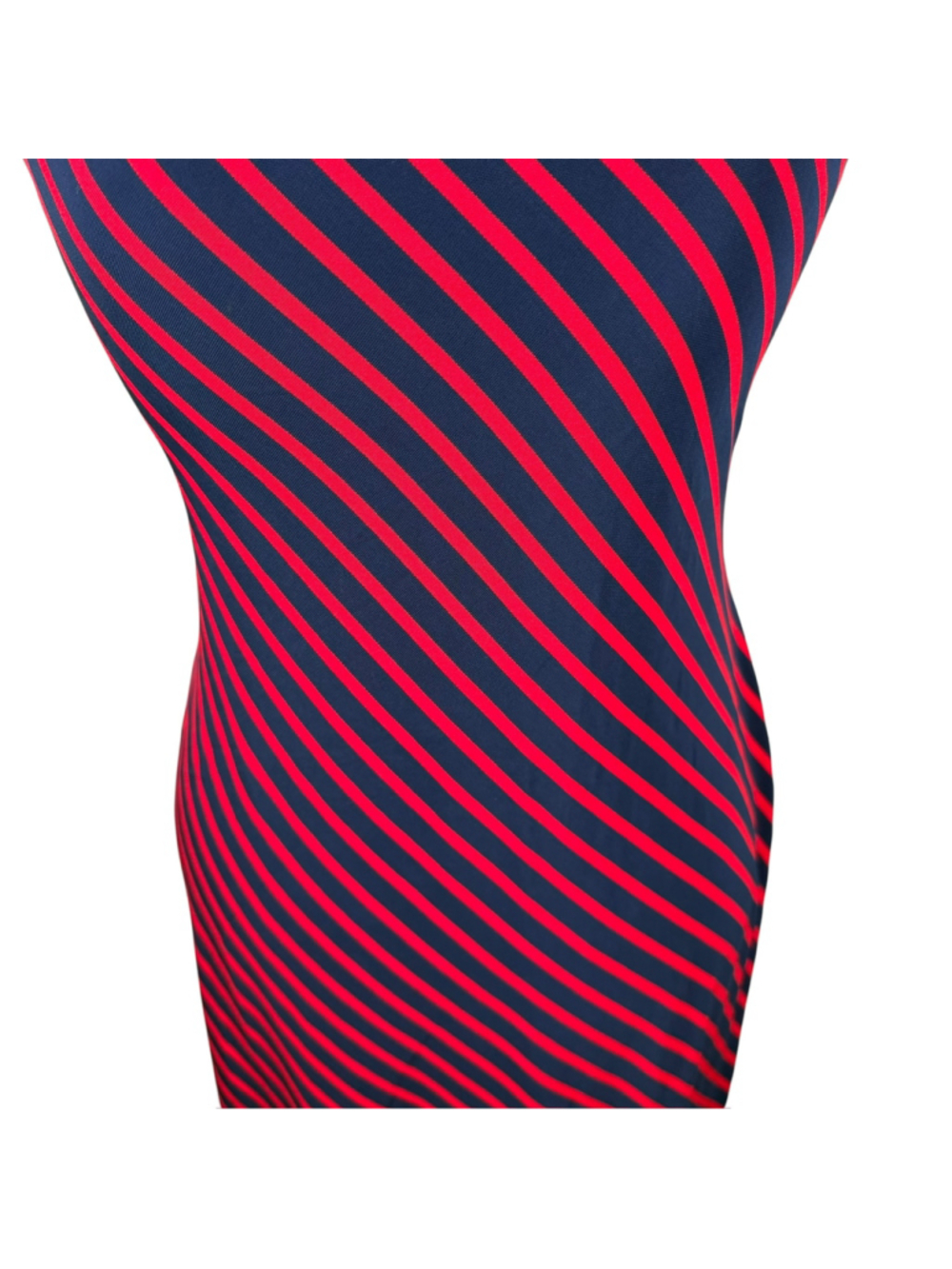 Ralph Lauren Stripe Halter Dress Navy Red Gold Chain Preppy Cocktail Maxi Size 6 - Picture 4 of 9